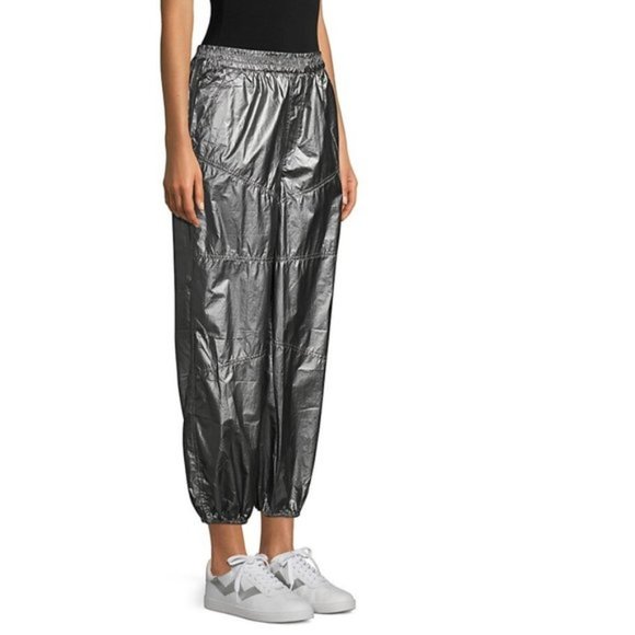 NWT Free People pewter metallic shine track pants - Picture 11 of 14